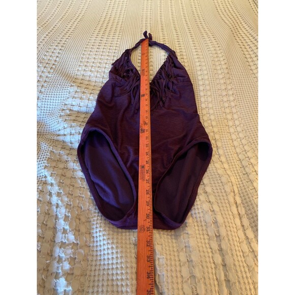 Mossimo Women's Swimsuit Fringe Neckline Halter Size Large One Piece Purple - Picture 8 of 8